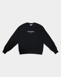 Lockwood Avenue Kawamura crewneck sweatshirt in washed black organic cotton with white chest embroidery.