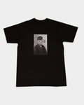 Lockwood Avenue Kawamura Gakusei black cotton t-shirt featuring a vintage Japanese student portrait graphic print.