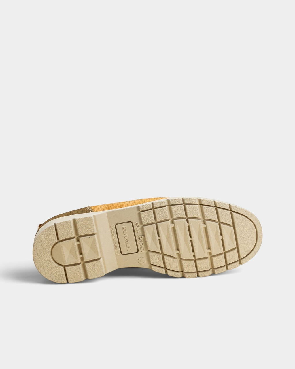 Lockwood Avenue Kleman Bastille corduroy-textured suede derby shoe showing the beige rubber lug outsole