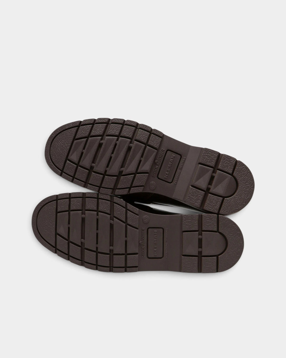 Lockwood Avenue Kleman Cotteur brown leather loafers showing the durable rubber outsoles with shock absorber tread