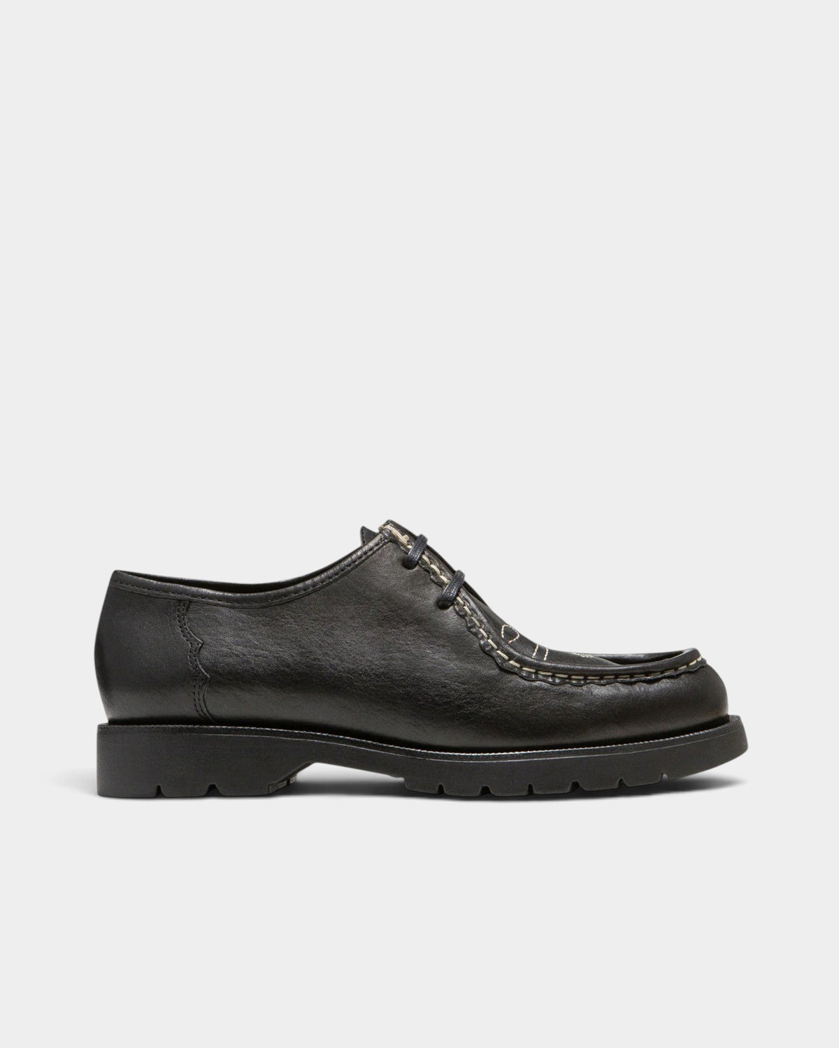 Lockwood Avenue Kleman Padror FLK black cowhide leather derby shoes with western-style decorative stitching