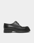 Lockwood Avenue Kleman Padror black full-grain leather derby shoe with serrated apron toe and chunky rubber lug sole