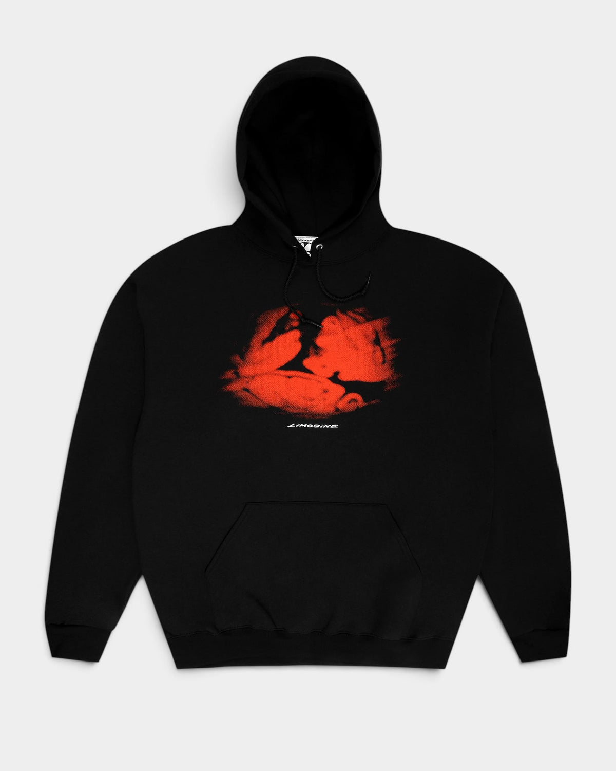 Lockwood Avenue black cotton-poly fleece hoodie featuring a red Third Eye screen-printed graphic on the chest.