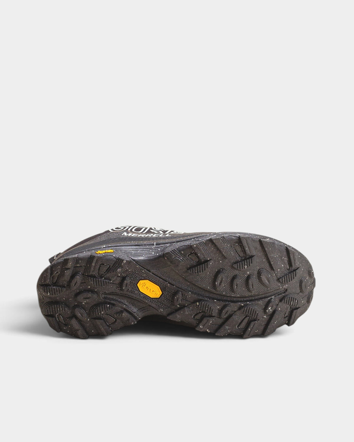 Lockwood Avenue Merrell Moab Speed GTX 1TRL black hiking sneaker showing the rugged Vibram EcoStep outsole