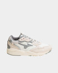 Lockwood Avenue Mizuno Sky Medal Beta retro runner in snow white, ultigray, and summer sand suede and canvas