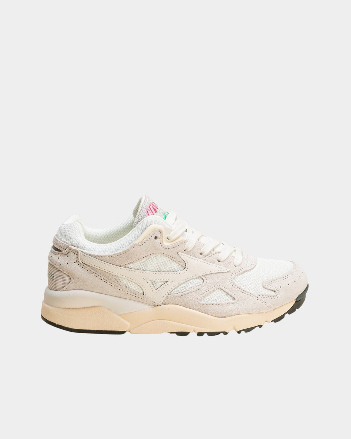 Lockwood Avenue Mizuno Sky Medal sneakers in off-white mesh, nylon, and leather with a thick foam midsole.