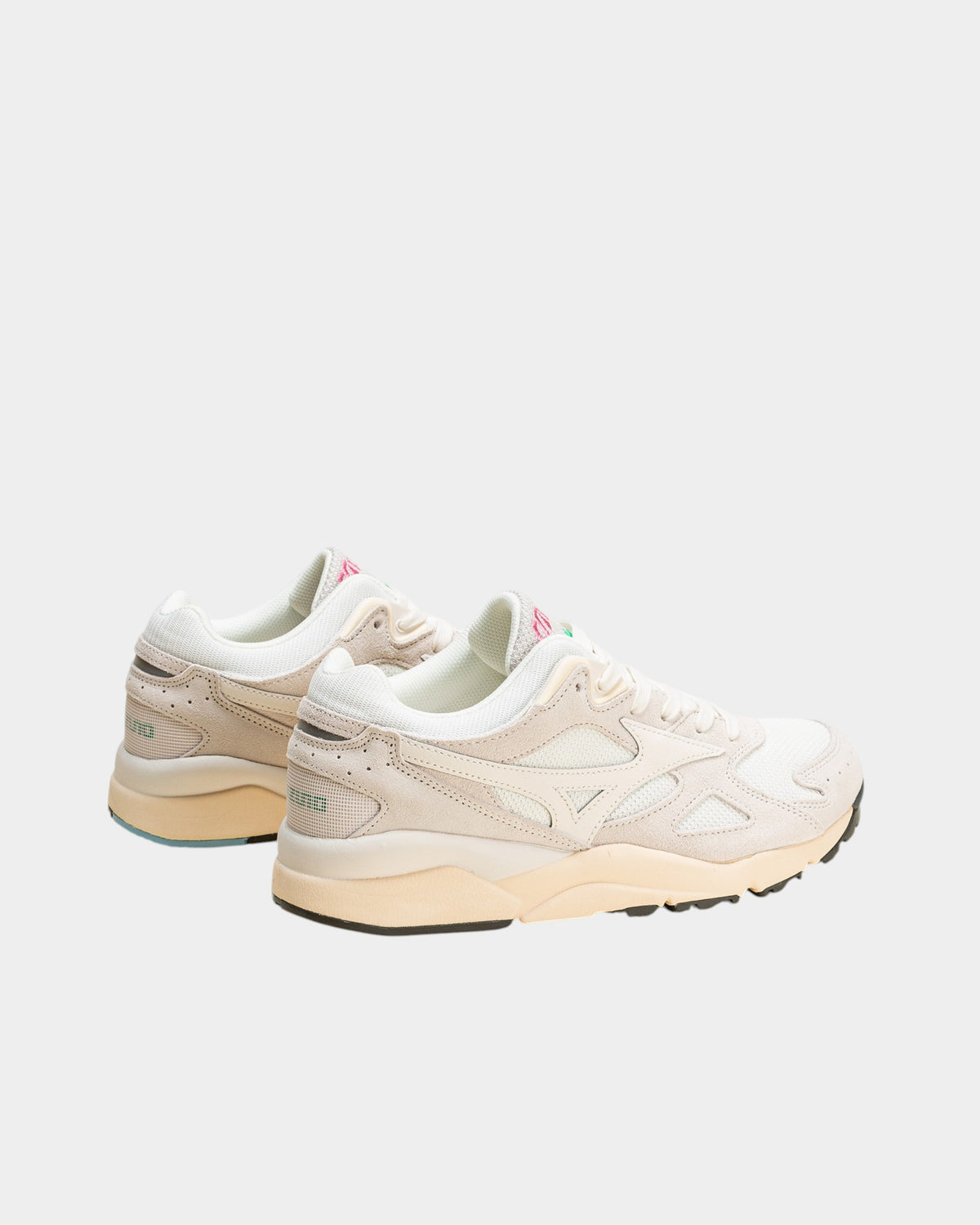 Lockwood Avenue Mizuno Sky Medal sneakers in off-white mesh, nylon, and leather with a thick foam midsole.