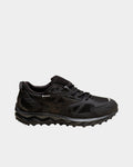 Lockwood Avenue Mizuno Wave Mujin TL GTX all-black waterproof trail running shoes with rugged Michelin lug outsoles.
