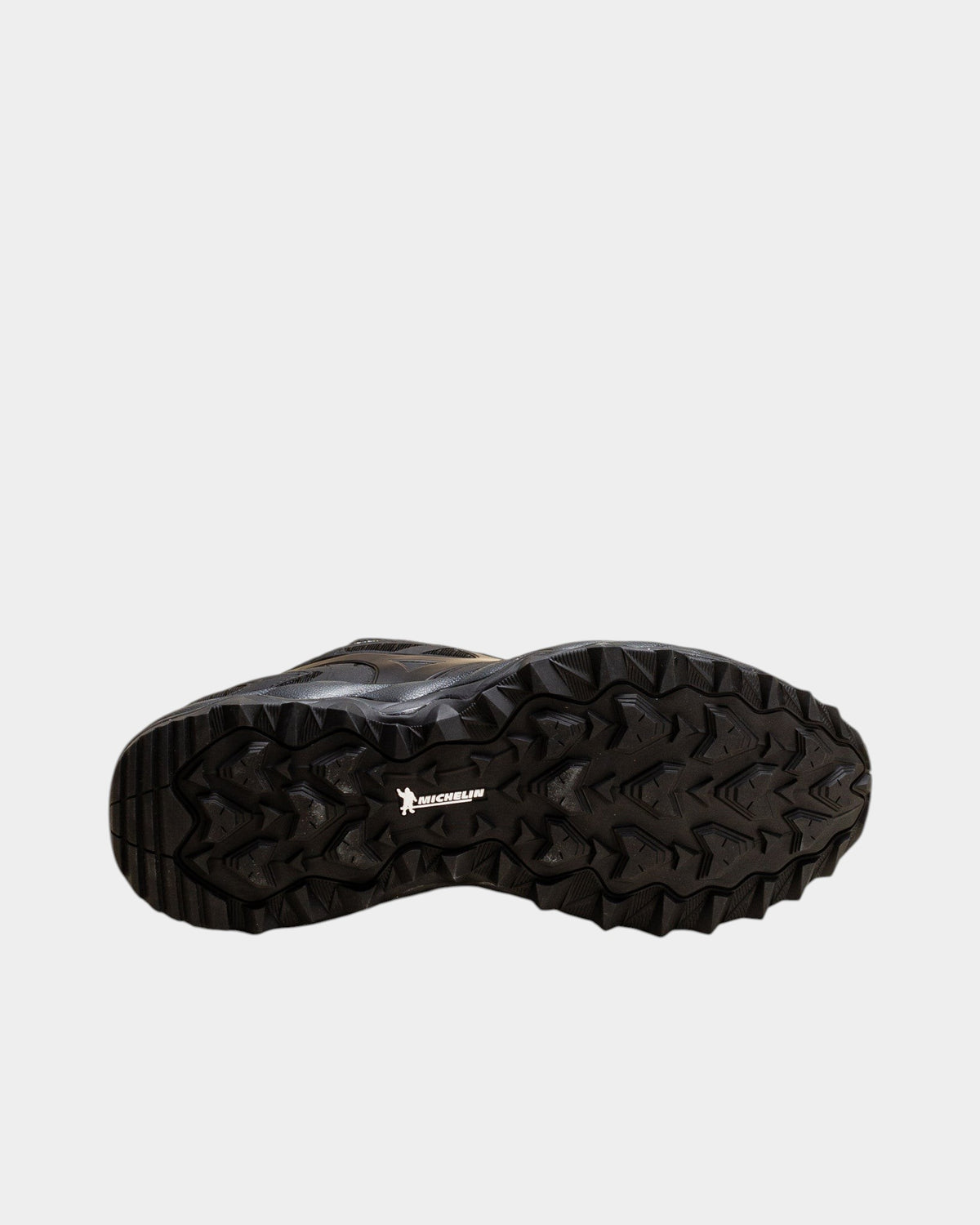 Lockwood Avenue Mizuno Wave Mujin TL GTX trail shoe featuring a black Michelin rubber outsole with deep grip lugs.