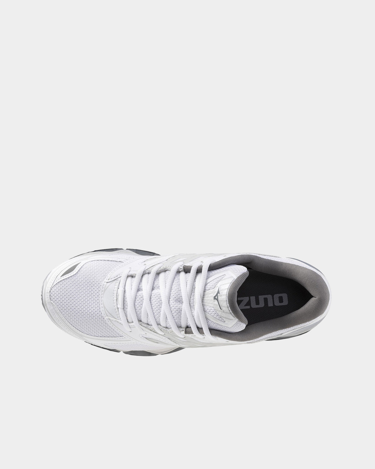 Lockwood Avenue Mizuno Wave Prophecy LS sneakers in white, silver, and harbor mist with mesh and leather upper.