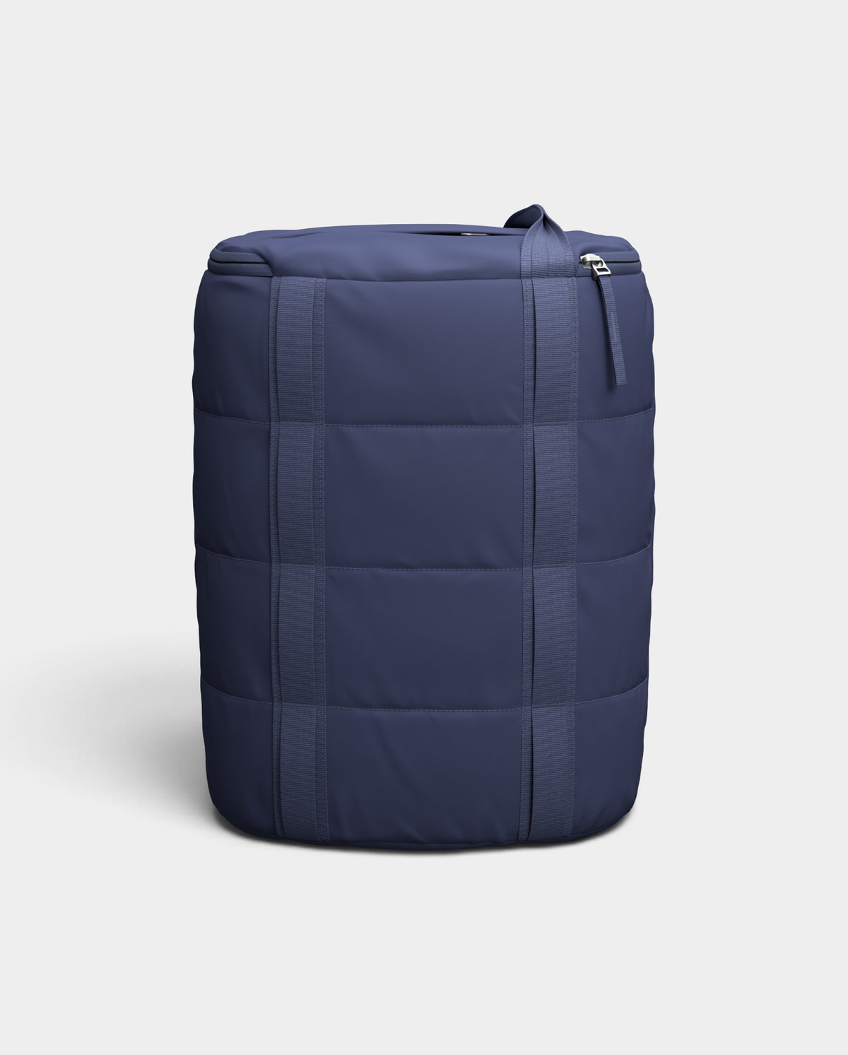 Lockwood Avenue DB Journey 25L barrel-style duffel backpack in navy blue with weather-resistant quilted construction.
