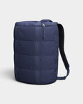 Lockwood Avenue DB Journey 25L navy blue barrel-style duffel backpack with ergonomic straps and weather-resistant fabric