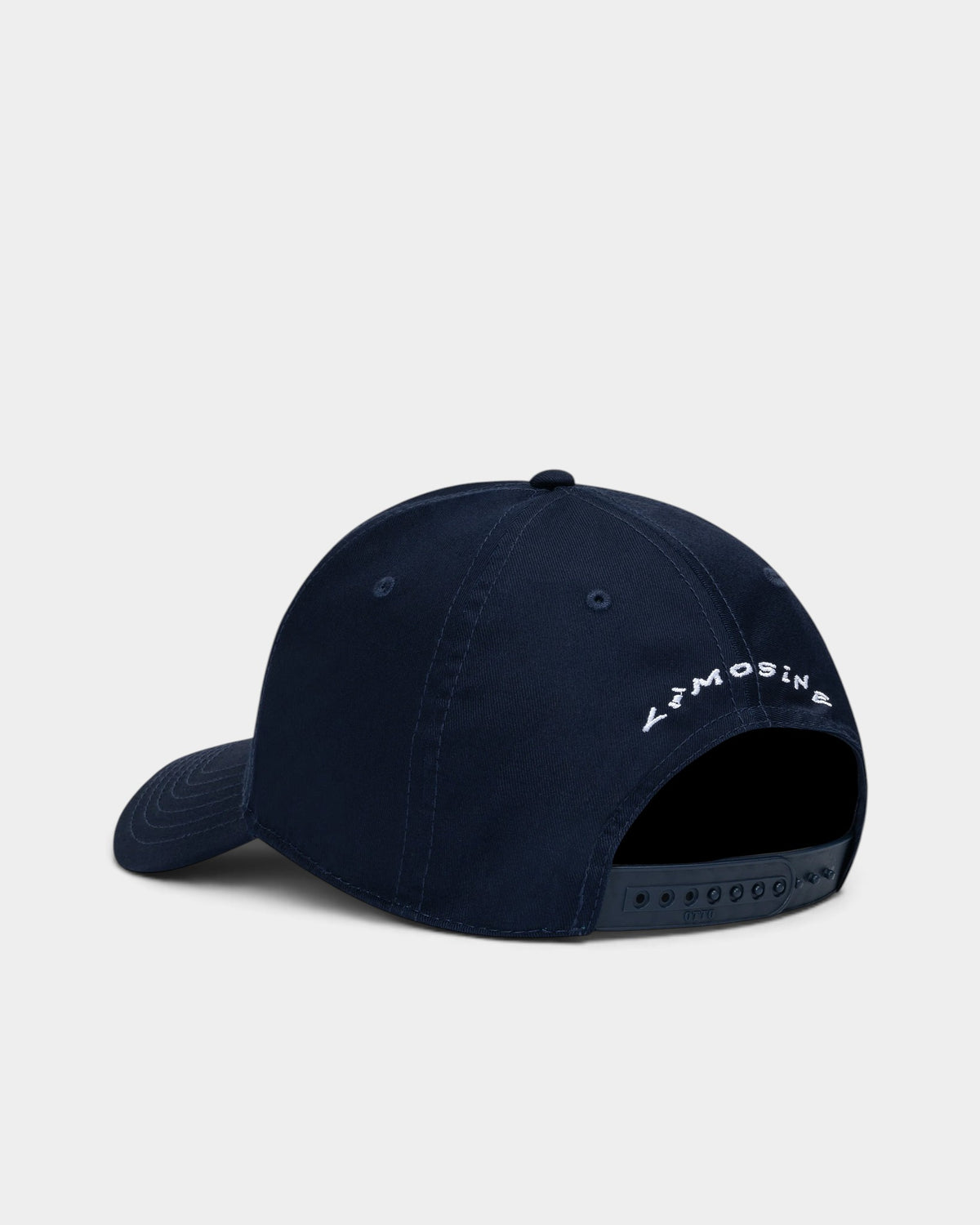 Lockwood Avenue navy six-panel snapback cap with white Limosine embroidery on the back and adjustable closure.