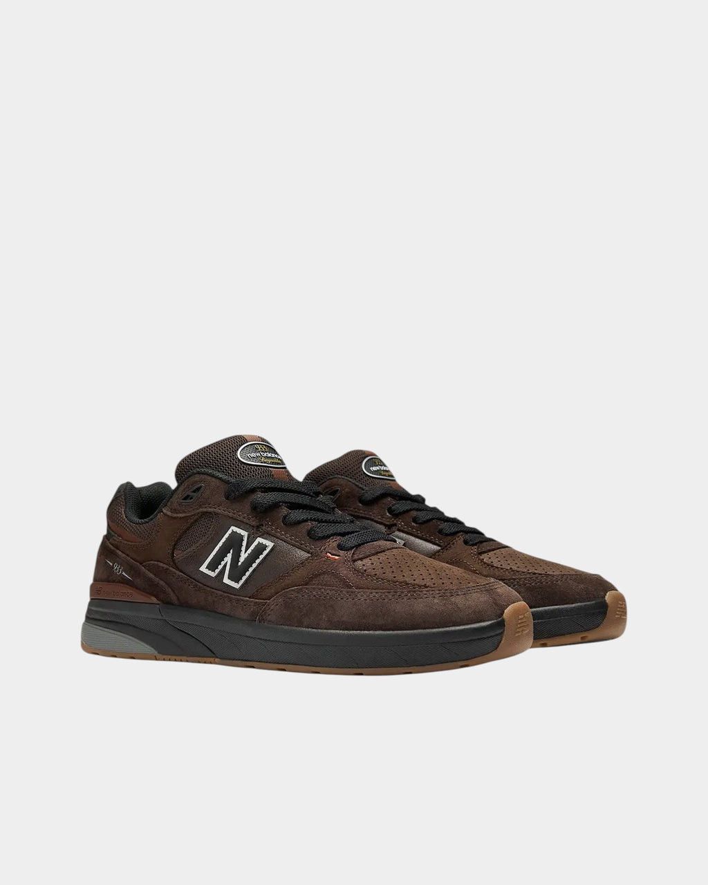 Lockwood Avenue NB Numeric Andrew Reynolds 933 brown and black suede skate shoes with ABZORB midsole