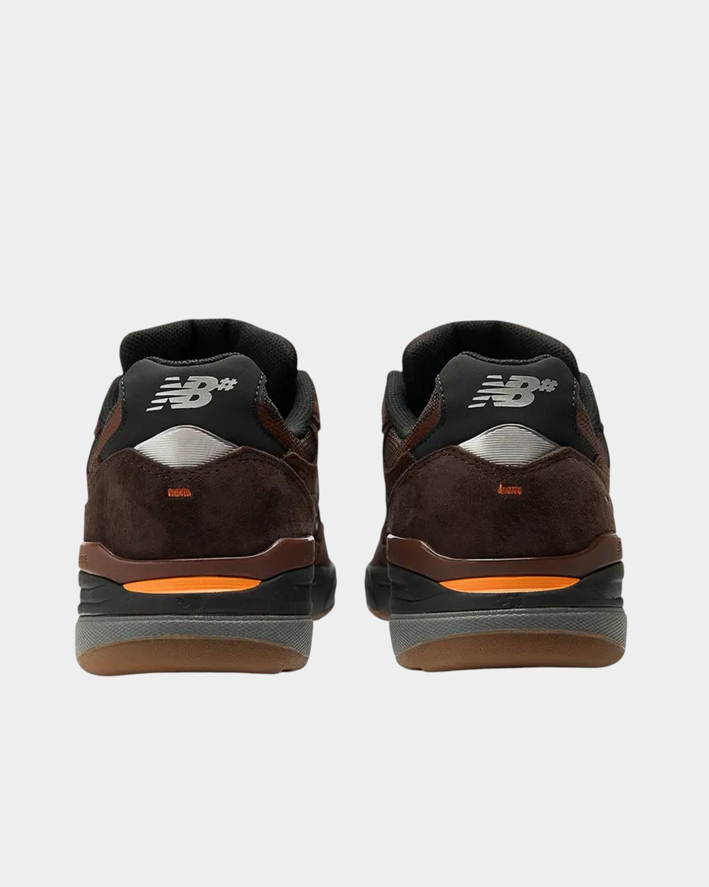 Lockwood Avenue NB Numeric Andrew Reynolds 933 skate shoes in brown and black suede with orange midsole detail