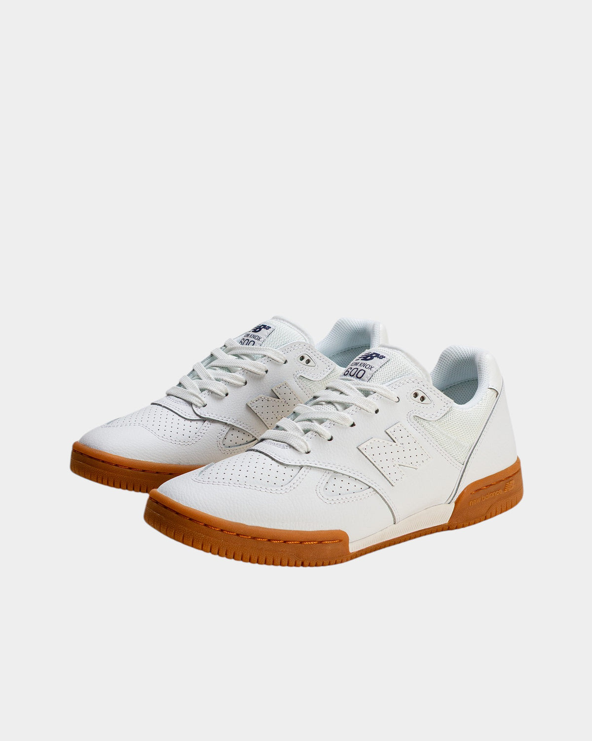 Lockwood Avenue NB Numeric Tom Knox 600 skate shoes in white leather and suede with a gum rubber outsole.