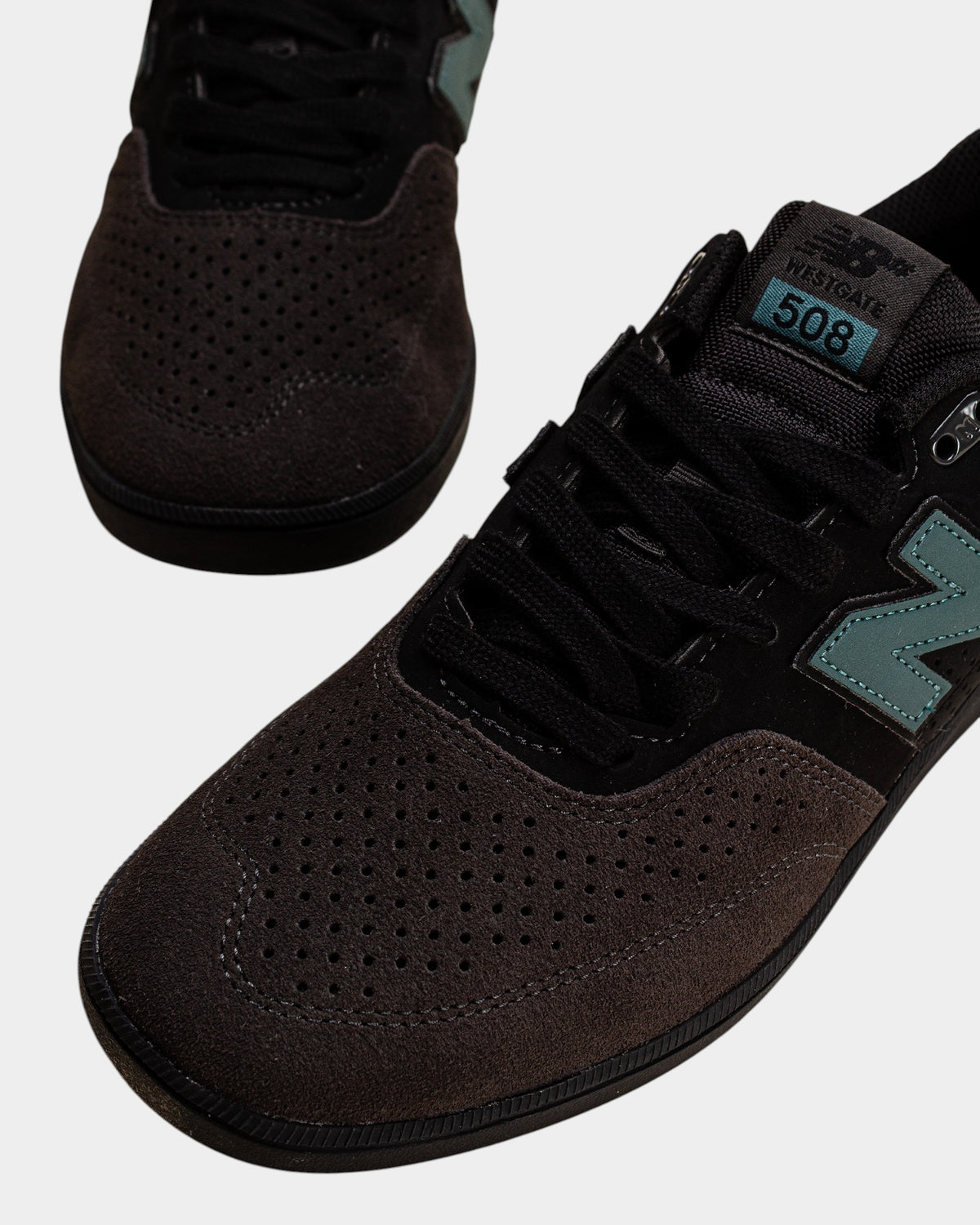 Lockwood Avenue NB Numeric Westgate 508 skate shoes in black suede and cement with spruce green accents