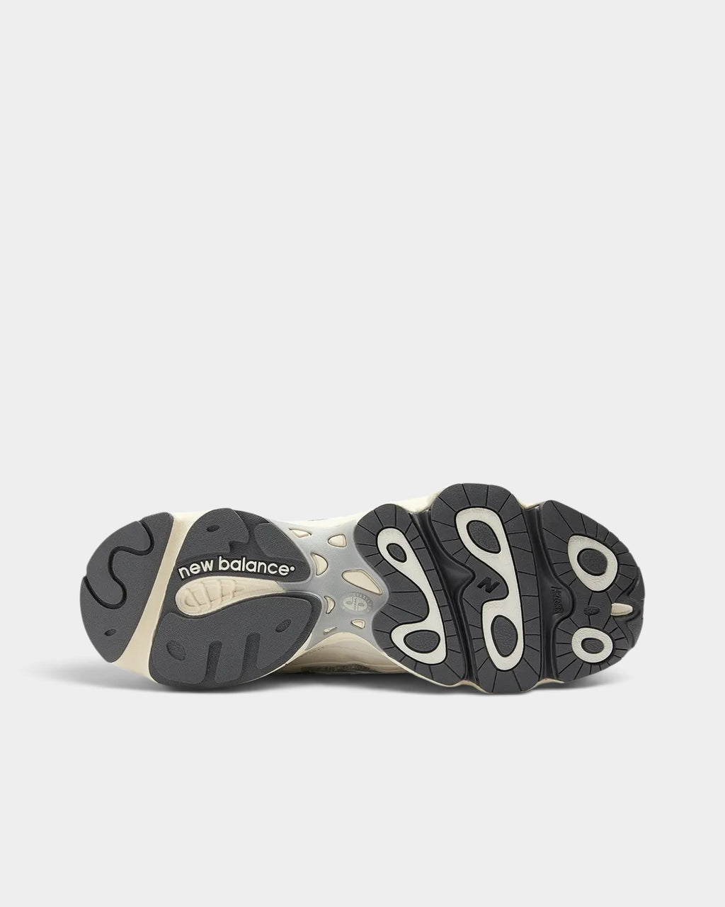 Lockwood Avenue New Balance 1000 Sea Salt sneaker showing the segmented rubber outsole with ABZORB cushioning