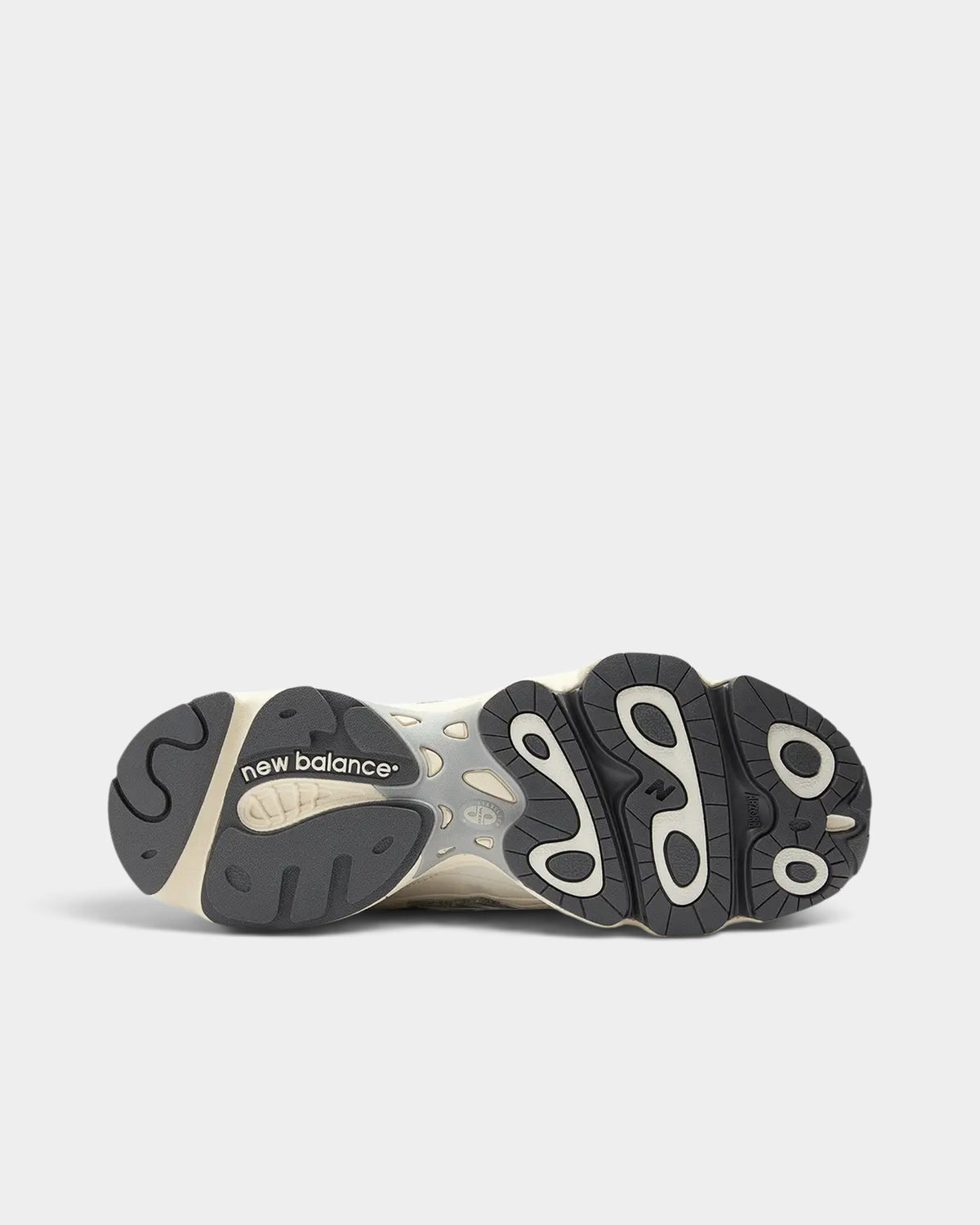 Lockwood Avenue New Balance 1000 Sea Salt sneaker showing the segmented rubber outsole with ABZORB cushioning