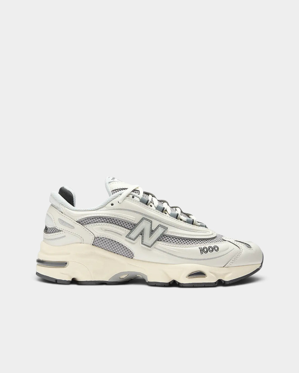 Lockwood Avenue New Balance 1000 sneakers in sea salt white leather and mesh with an aged-look midsole.