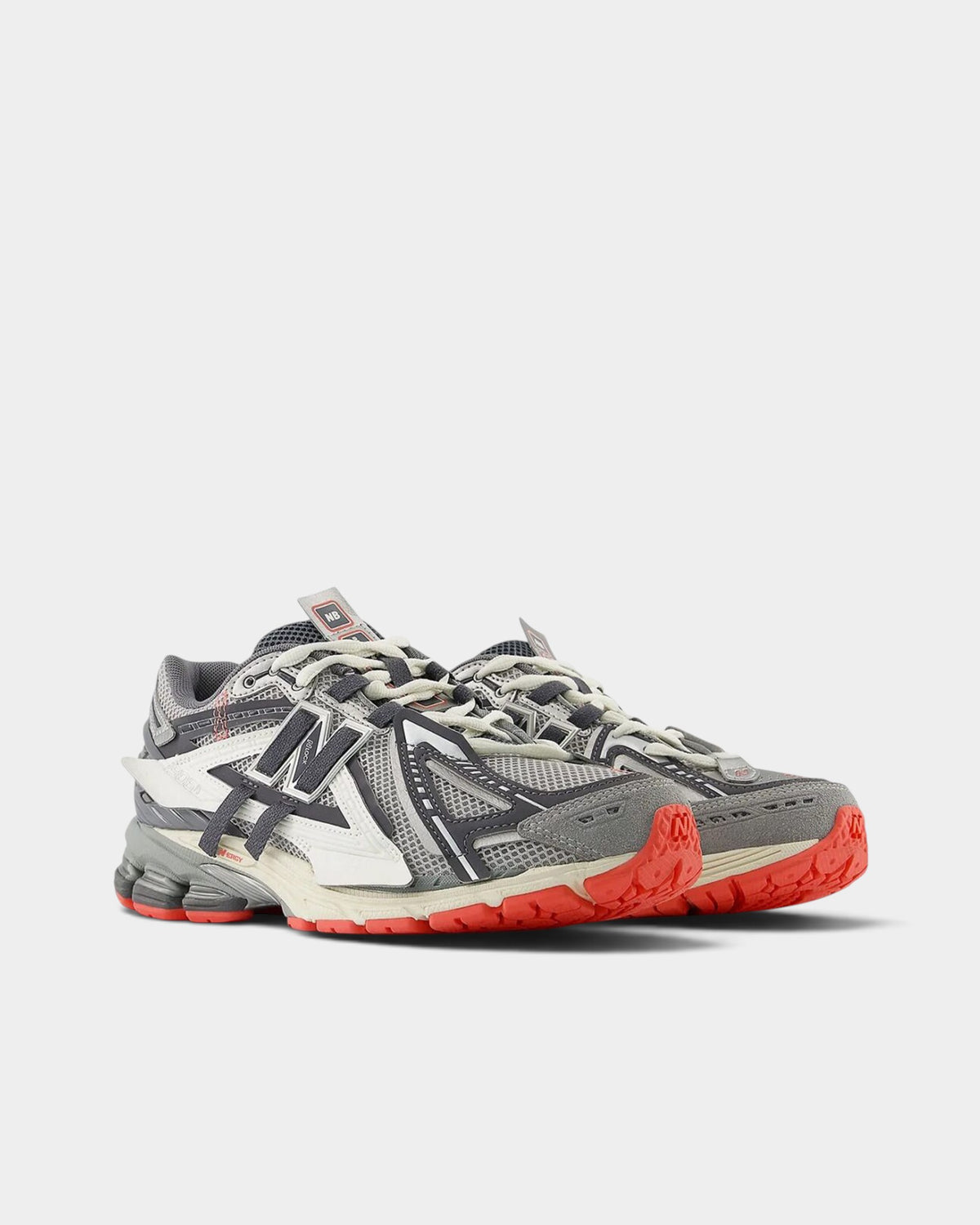Lockwood Avenue New Balance 1906A deconstructed sneakers in grey and white with orange outsole and TPU heel cage