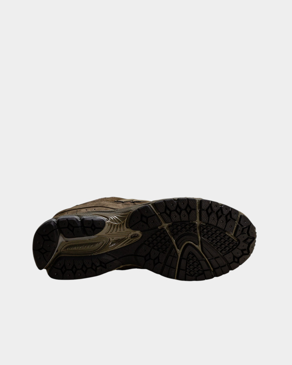 Lockwood Avenue New Balance 2002R Cordura sneaker in olive showing the black N-ergy rubber outsole and heel detail.