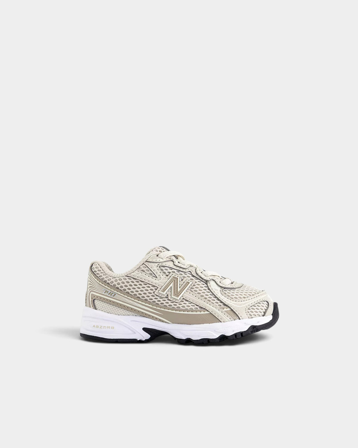 Lockwood Avenue New Balance 530 toddler shoes in timberwolf and stoneware mesh with ABZORB cushioning