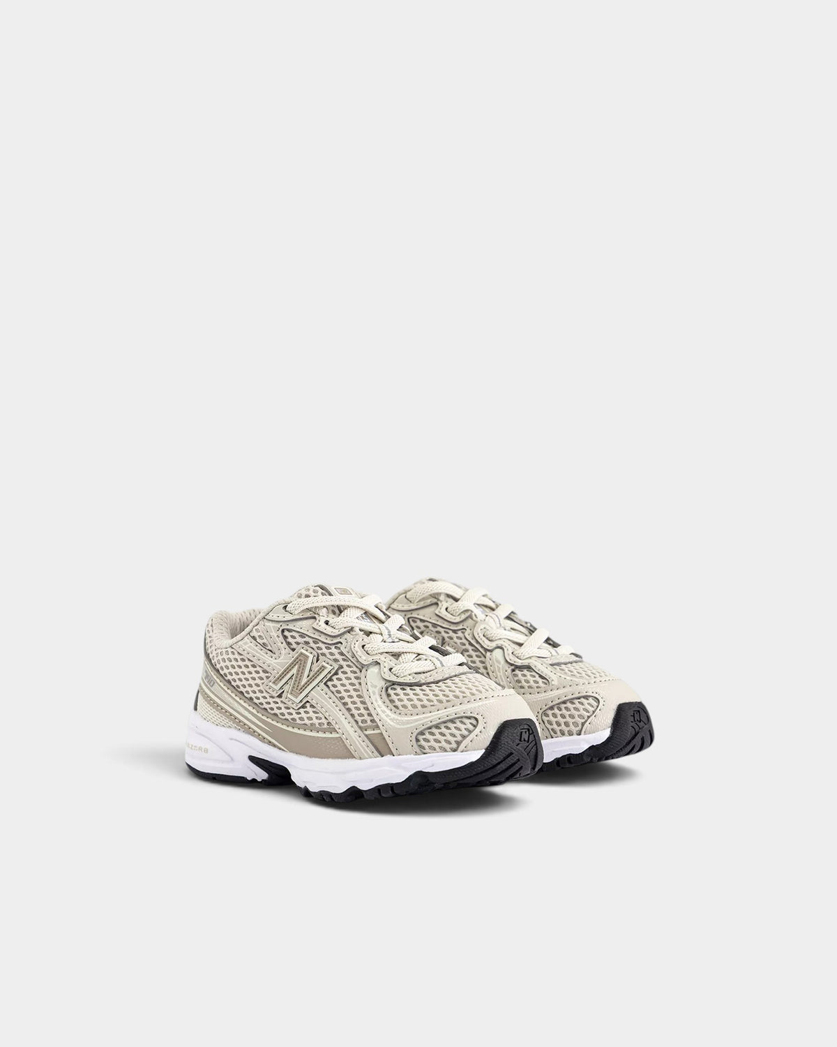 Lockwood Avenue New Balance 530 toddler sneakers in timberwolf and stoneware mesh with ABZORB cushioning