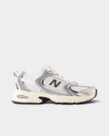Lockwood Avenue New Balance 530 retro runner in white and silver mesh with ABZORB midsole cushioning.