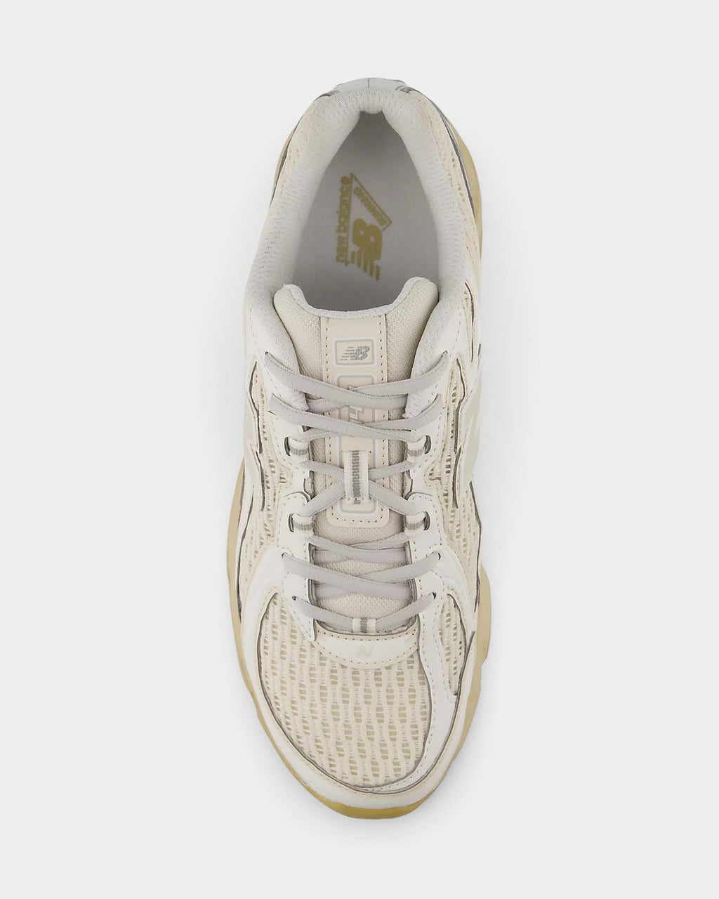 Lockwood Avenue New Balance 740 sneakers in linen and toasted sesame knit mesh with a segmented ABZORB midsole