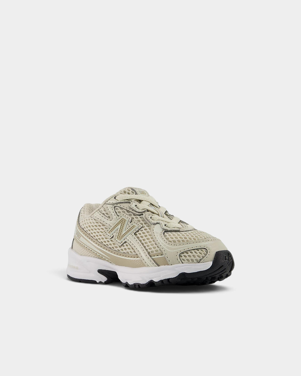Lockwood Avenue New Balance 740 toddler shoes in silver metallic mesh with white ABZORB midsole and N logo detail
