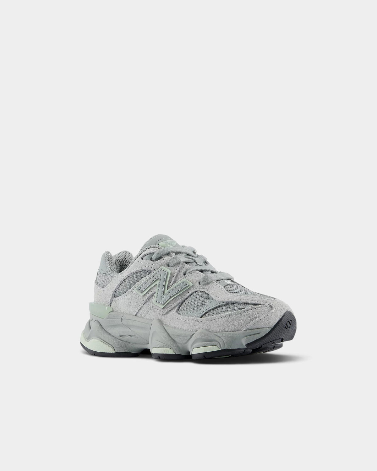 Lockwood Avenue kids New Balance 9060 sneakers in grey suede and mesh with chunky ABZORB cushioning