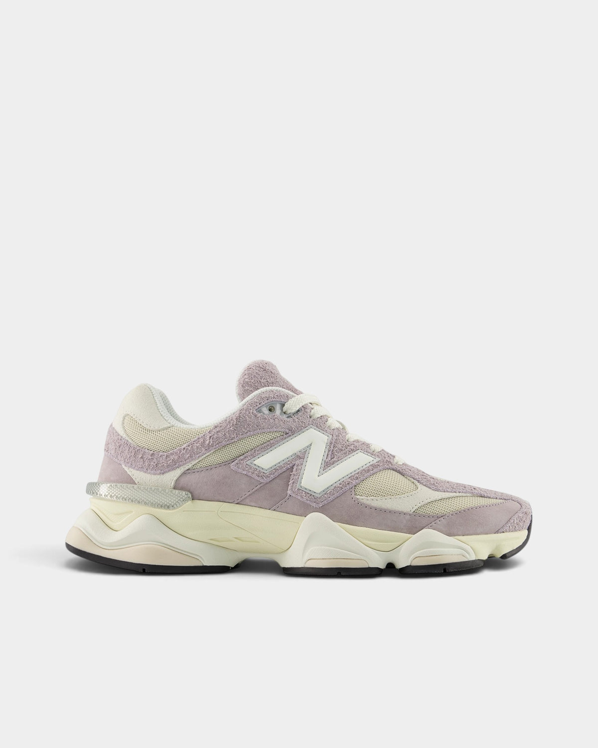 Lockwood Avenue New Balance 9060 sneakers in truffle salt and timberwolf suede, mesh, and synthetic materials.