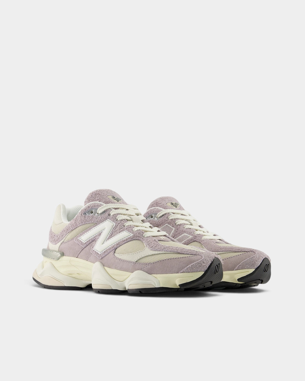 Lockwood Avenue New Balance 9060 sneakers in truffle salt and timberwolf suede and mesh with chunky sculpted midsole