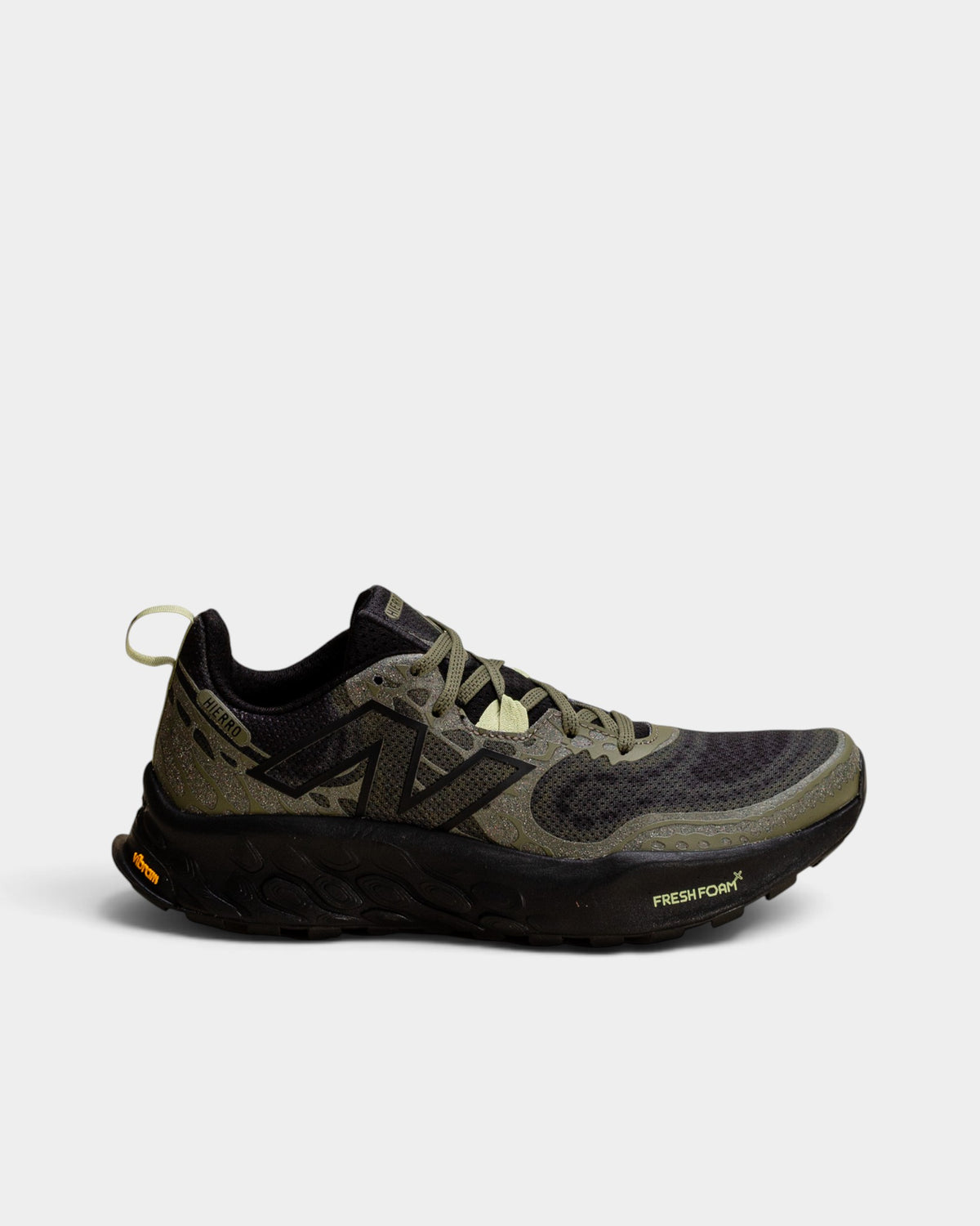 Lockwood Avenue New Balance Fresh Foam X Hierro v8 trail running shoes in gray with metallic detailing and Vibram sole