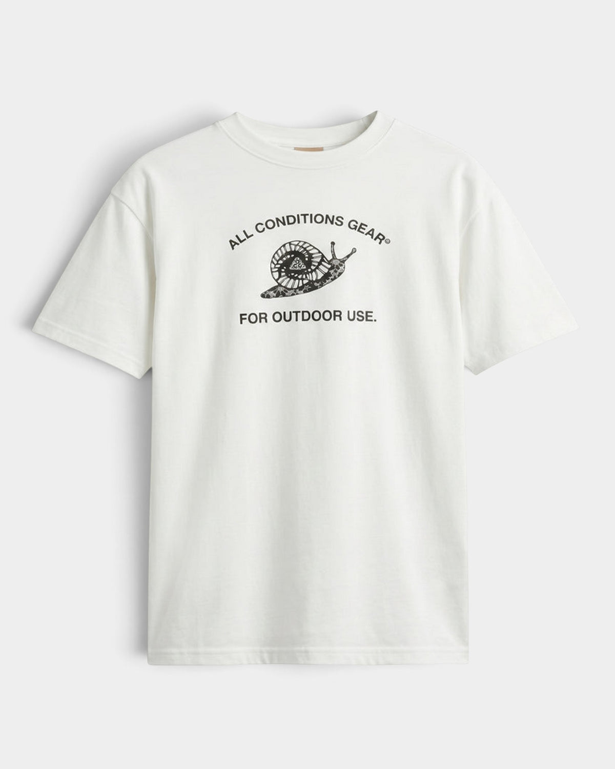 Lockwood Avenue Nike ACG white Dri-FIT graphic t-shirt featuring a snail illustration and outdoor text print