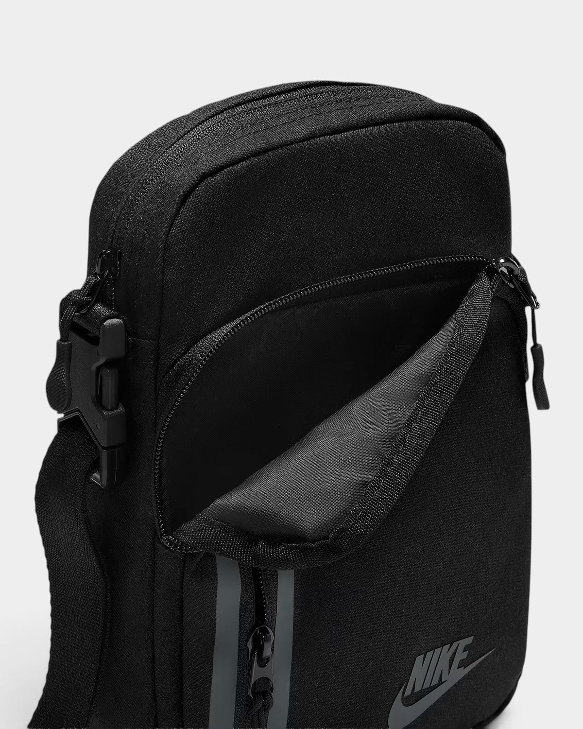 Lockwood Avenue Nike Elemental Premium black polyester crossbody bag with zippered pockets and adjustable strap