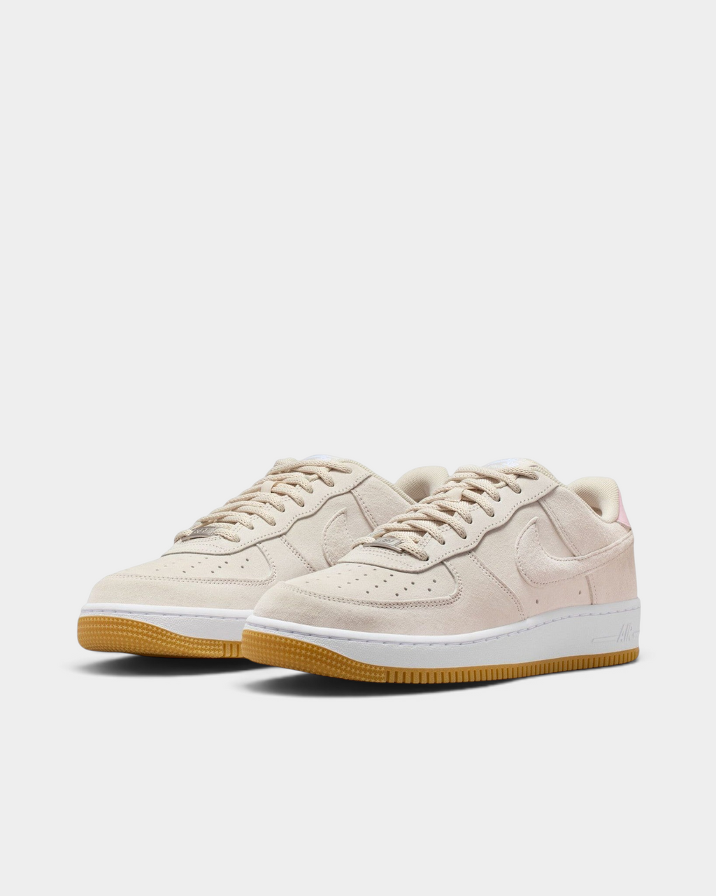 Lockwood Avenue Nike SB Air Force 1 low-top skate shoes in Light Orewood Brown suede with pink accents and gum sole.