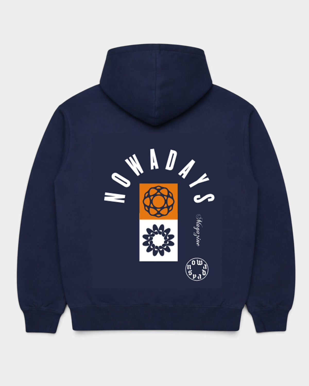 Lockwood Avenue Nowadays Magazine dark gray heavyweight cotton fleece hoodie with back sun motif graphic print