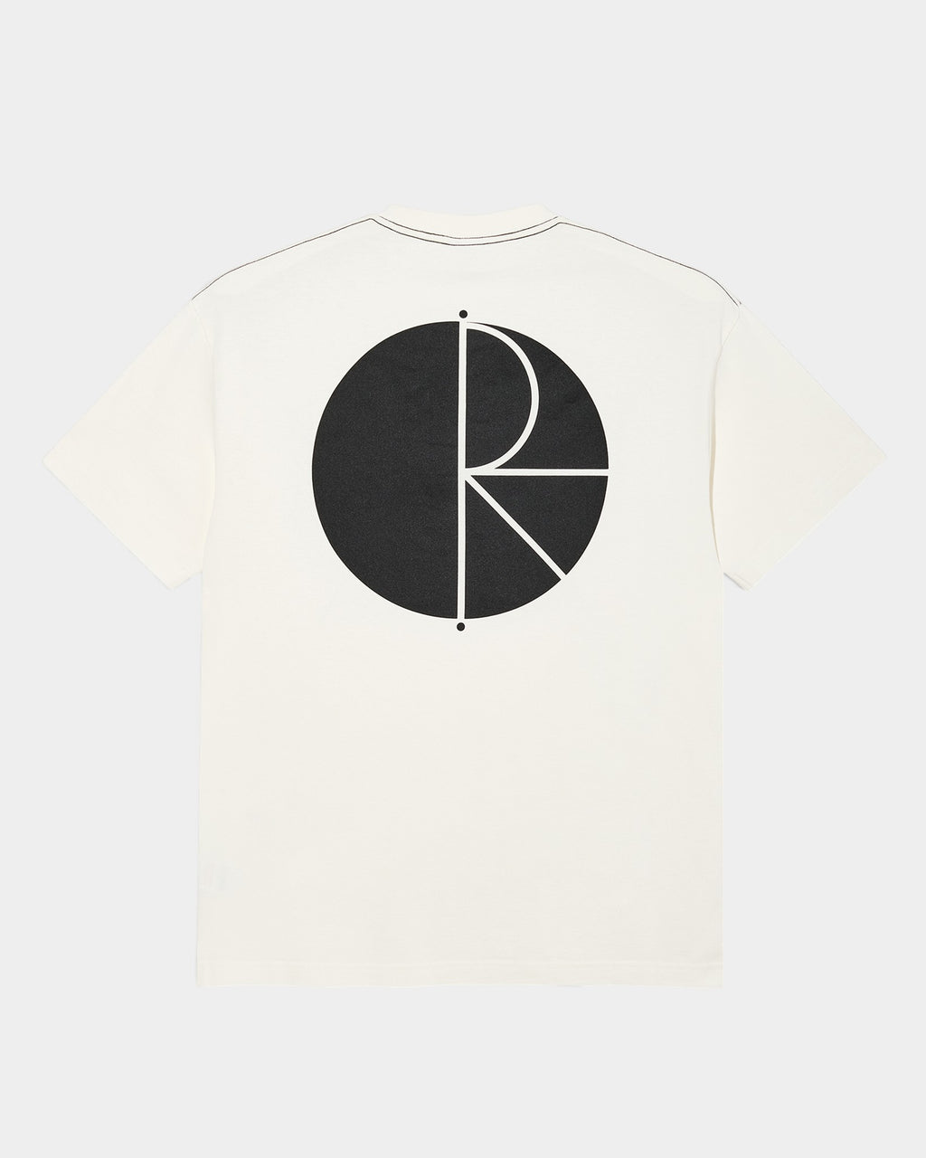 Lockwood Avenue off-white cotton t-shirt with a large black circular logo screen print on the back