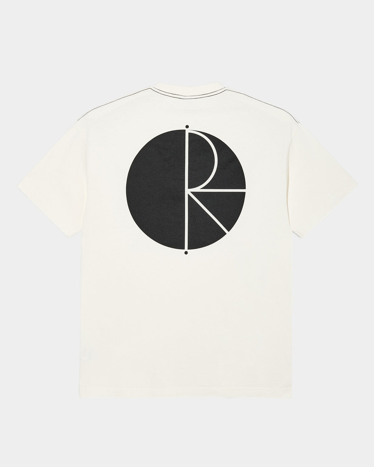 Lockwood Avenue off-white cotton t-shirt with a large black circular logo screen print on the back