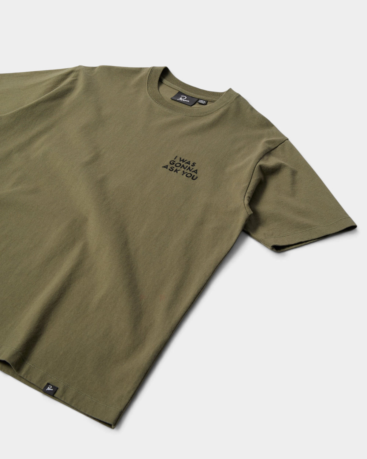 Lockwood Avenue by Parra Waiting For You olive green cotton t-shirt with black chest embroidery