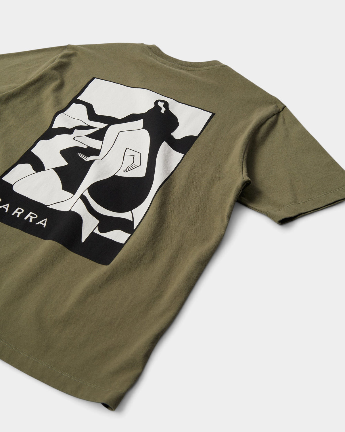 Lockwood Avenue by Parra Waiting For You olive green cotton t-shirt with black and white graphic back print
