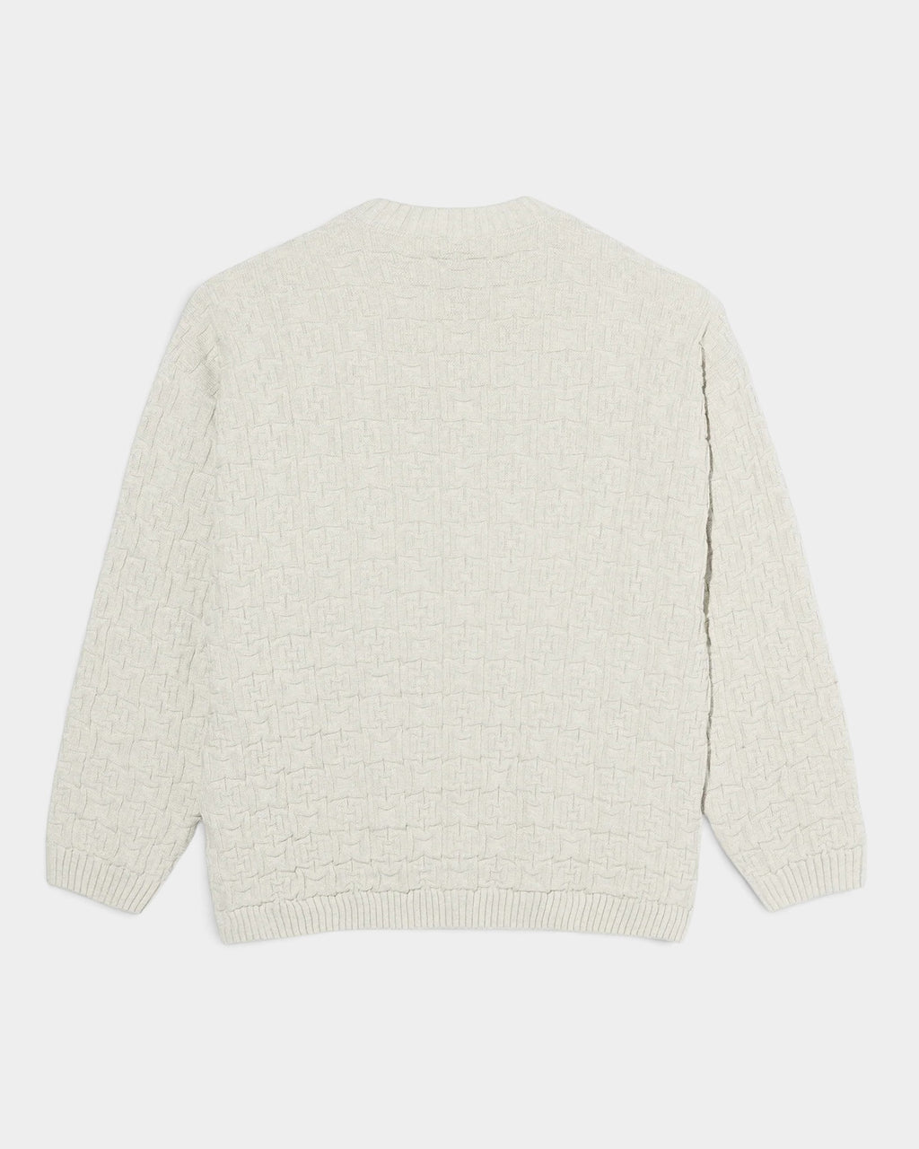 Lockwood Avenue Polar Alex sweater in ivory grey melange cotton jersey with a textured knit and ribbed crewneck.