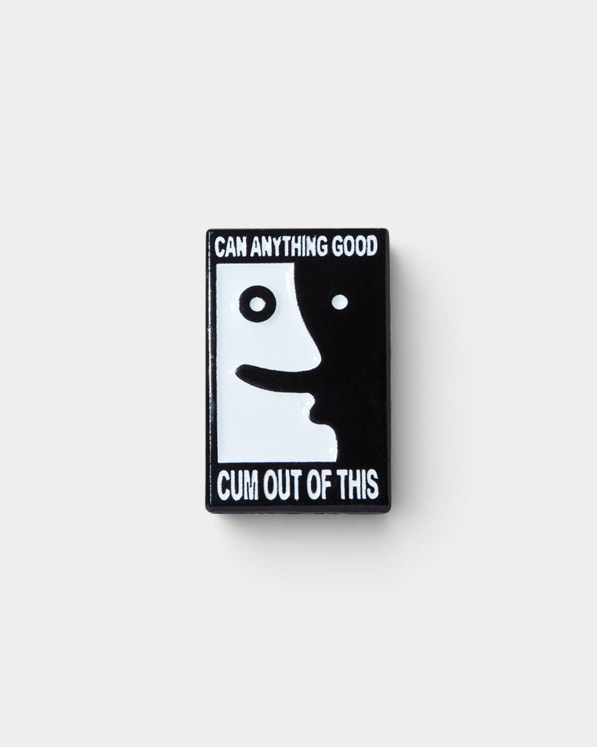 Lockwood Avenue Polar Anything Good enamel pin featuring a black and white abstract face design with text.