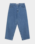 Lockwood Avenue Polar Big Boy baggy denim pants in dark blue wash with embroidery on the change pocket