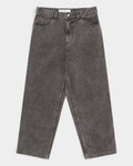 Lockwood Avenue Polar Big Boy baggy denim pants in a dark grey wash with a tapered leg and signature embroidery