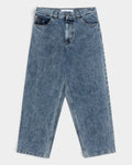 Lockwood Avenue Polar Big Boy baggy denim pants in dark blue wash with tapered leg and embroidered pocket detail
