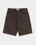 Lockwood Avenue Polar Big Boy brown denim shorts with an oversized fit, low waist, and stone washed finish.