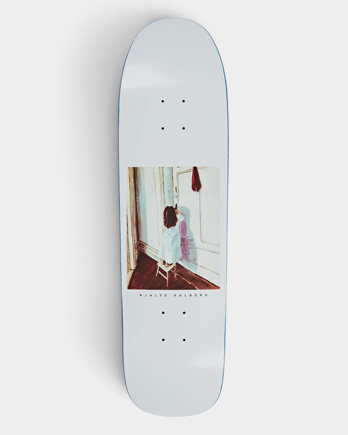 Lockwood Avenue Polar Hjalte Halberg Keyhole 1991 skateboard deck with white base and artistic graphic